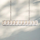 Herlow Crystal Rectangle Chandelier Elegant Ceiling Light Fixture for Dining Room-74‘’-Polished Stainless Steel-Blushlighting