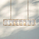 Herlow Crystal Rectangle Chandelier Elegant Ceiling Light Fixture for Dining Room-54‘’-Lacquered Burnished Brass-