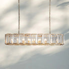 Herlow Crystal Rectangle Chandelier Elegant Ceiling Light Fixture for Dining Room-62‘’-Lacquered Burnished Brass-