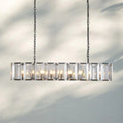Herlow Crystal Rectangle Chandelier Elegant Ceiling Light Fixture for Dining Room-62‘’-Matte Black-