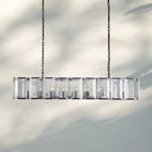 Herlow Crystal Rectangle Chandelier Elegant Ceiling Light Fixture for Dining Room-