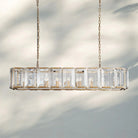 Herlow Crystal Rectangle Chandelier Elegant Ceiling Light Fixture for Dining Room-