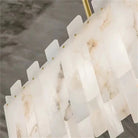 Jean Modern Marble Alabaster Linear Chandelier Over Dining Table chandelier Kevin Studio Inc