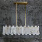 Jean Modern Marble Alabaster Linear Chandelier Over Dining Table chandelier Kevin Studio Inc