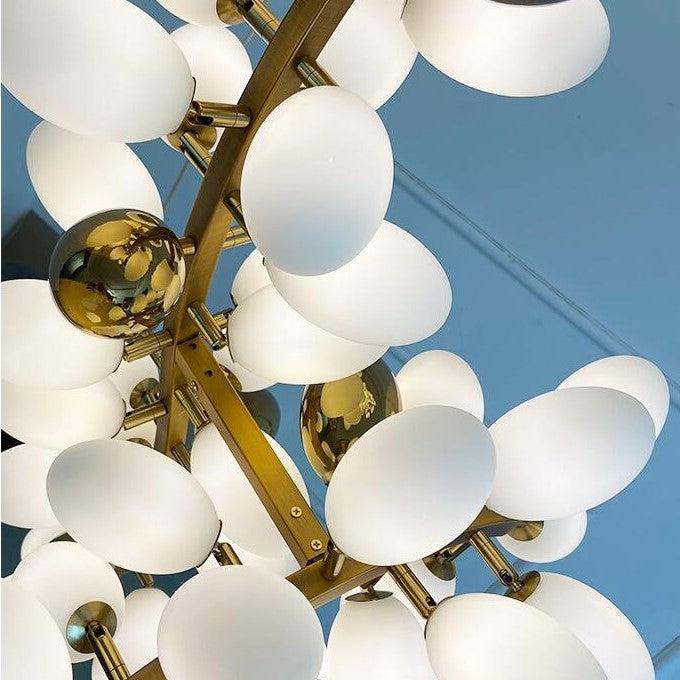 Large Branch Copper Chandelier with Grape Shape Bulbs Unique and Creative Light Fixture for Staircase/ Duplex/ High Ceiling Living Room/ Restaurant-Chandeliers-Blushlighting