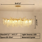 Luxury Branches Crystal Frosted Glass Chandelier Set for Living and Dining Room-Chandeliers-Blushlighting