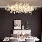 Luxury Branches Crystal Frosted Glass Chandelier Set for Living and Dining Room-Chandeliers-Blushlighting