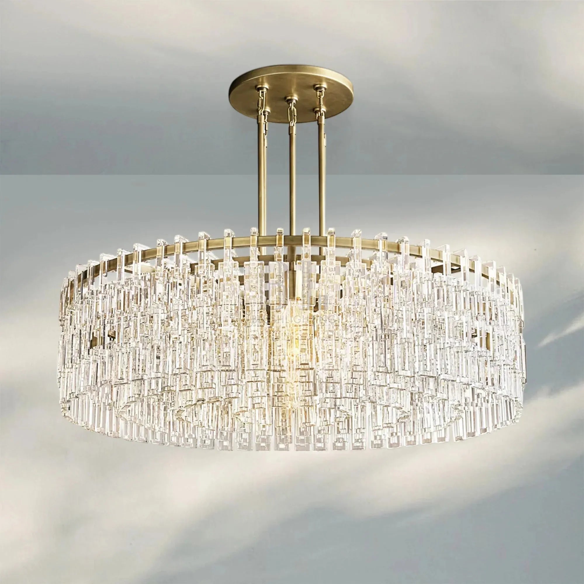 Marigan K9 Crystal Round Chandelier for Living Room-Round 48''-Brass-