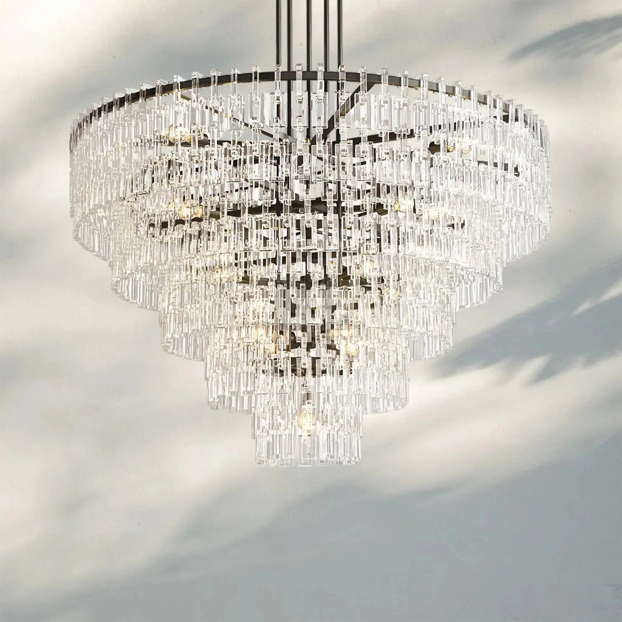 Marigan Multi-Tier Round Chandelier 36″ 48″ 60″-60"-Matte Black-