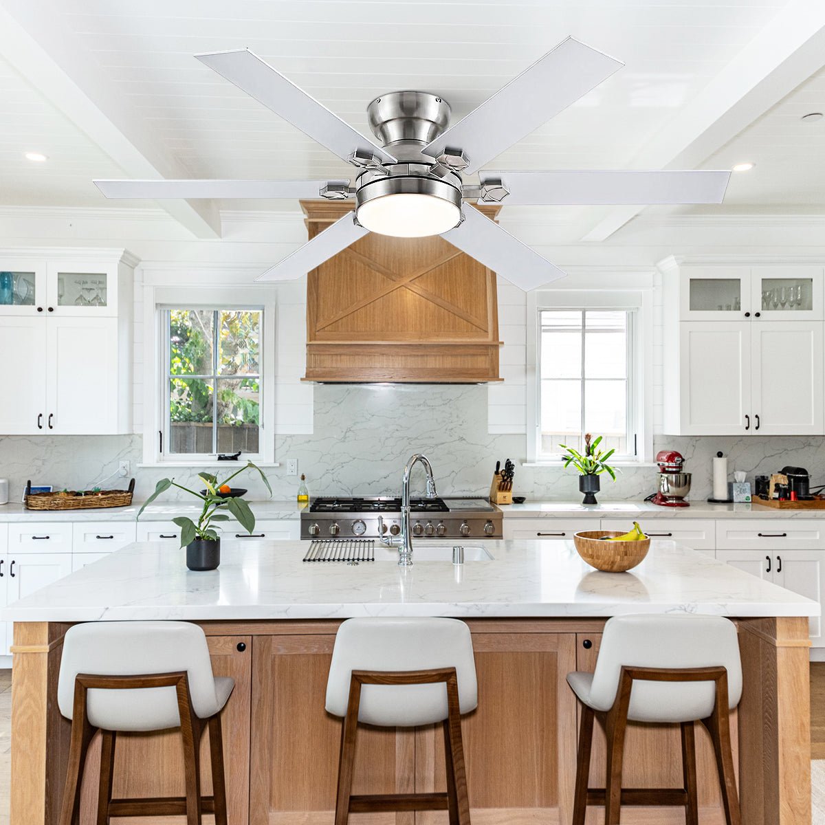 Modern Flush Mount Fans Light Ceiling Fans with Lights Black Low Profile Ceiling Fans 52“ - Blushlighting