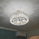 Modern Invisible Blade Fan Light Crystal Chandelier for Living/Dining Room/Bedroom-