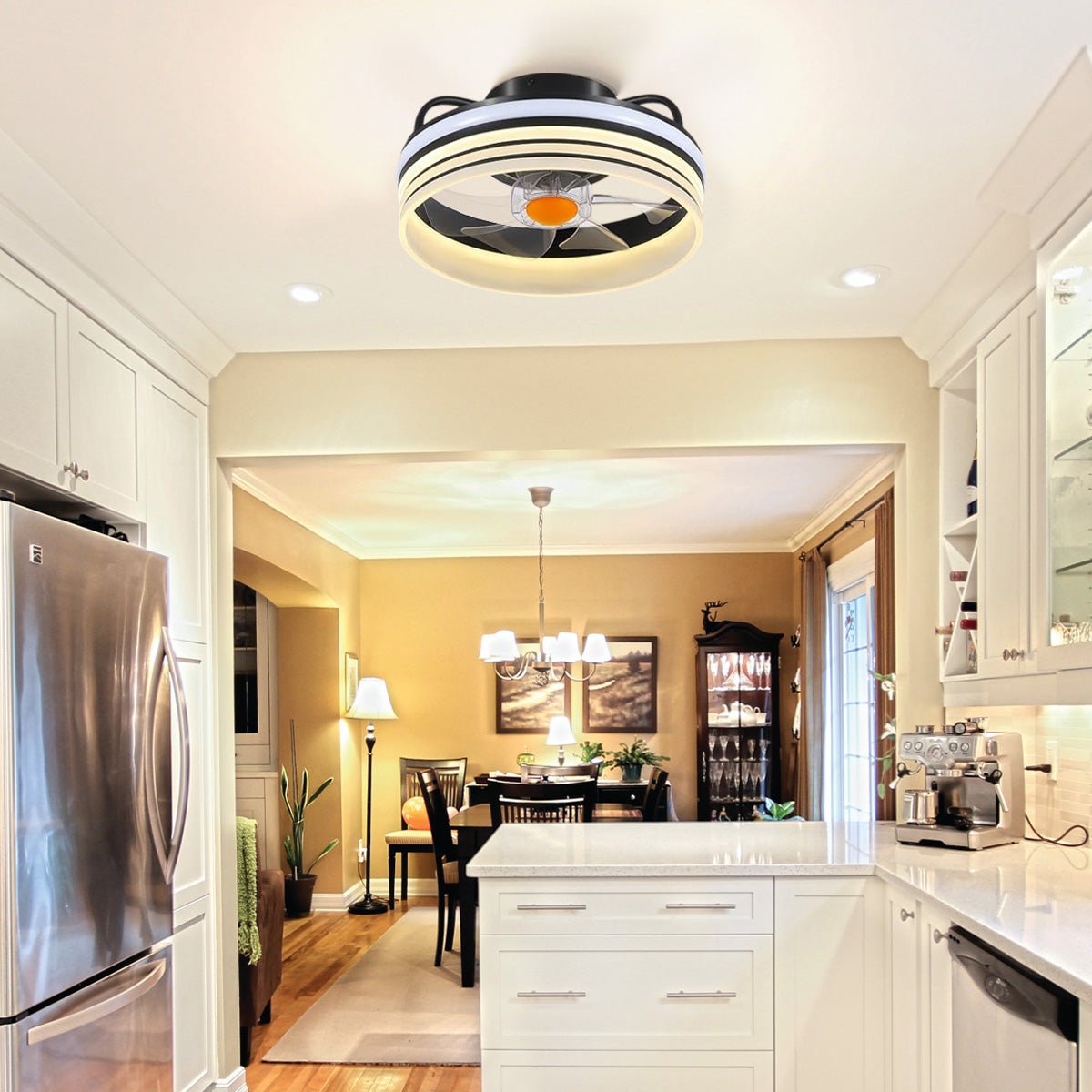 Modern LED Flush Mount Ceiling Fan Light 13" - Blushlighting