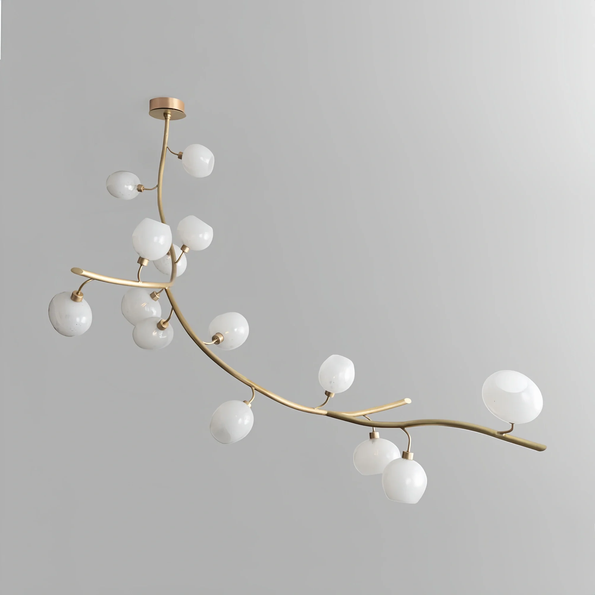 Modern Linear Brass Branches Chandelier for Dining Room-L83.5"*W55"*H75.5"-White light-Blushlighting