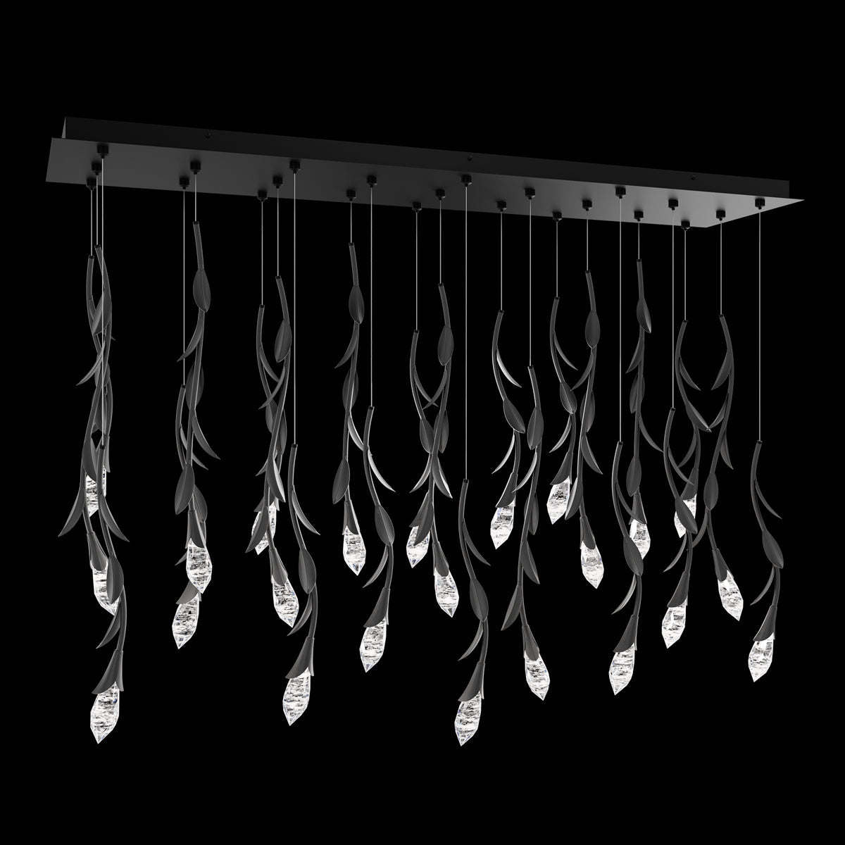 Modern Luxury Floating Branches Floral Crystal Chandelier with Rectangular Canopy for High-ceiling-Blushlighting