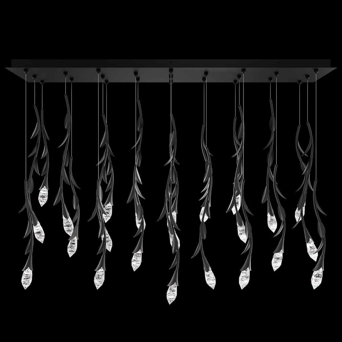 Modern Luxury Floating Branches Floral Crystal Chandelier with Rectangular Canopy for High-ceiling-23 Lights/L52.8"*W12"*H118.1"(L134.1"*W30.5cm*H300cm)-Gold-Warm Light-Blushlighting