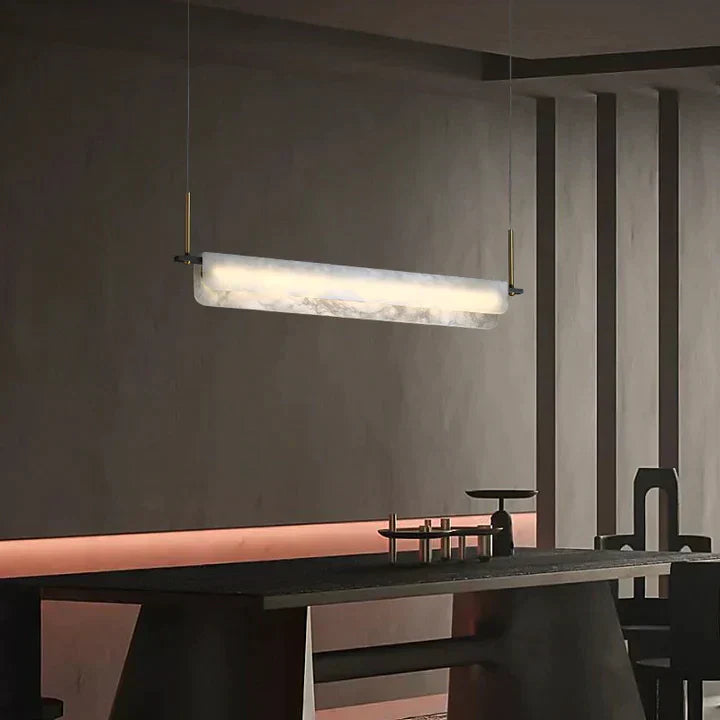 Modern Real Alabaster Chandelier, Linear Chandelier Over Dining Room Chandeliers Kevin Studio Inc   