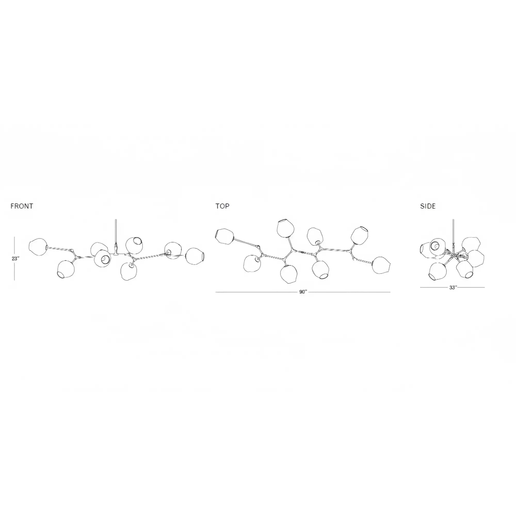 Modern Sputnik Smoky Gray/Amber Glass Branch Chandelier for Kitchen Island/Dining Room - Blushlighting