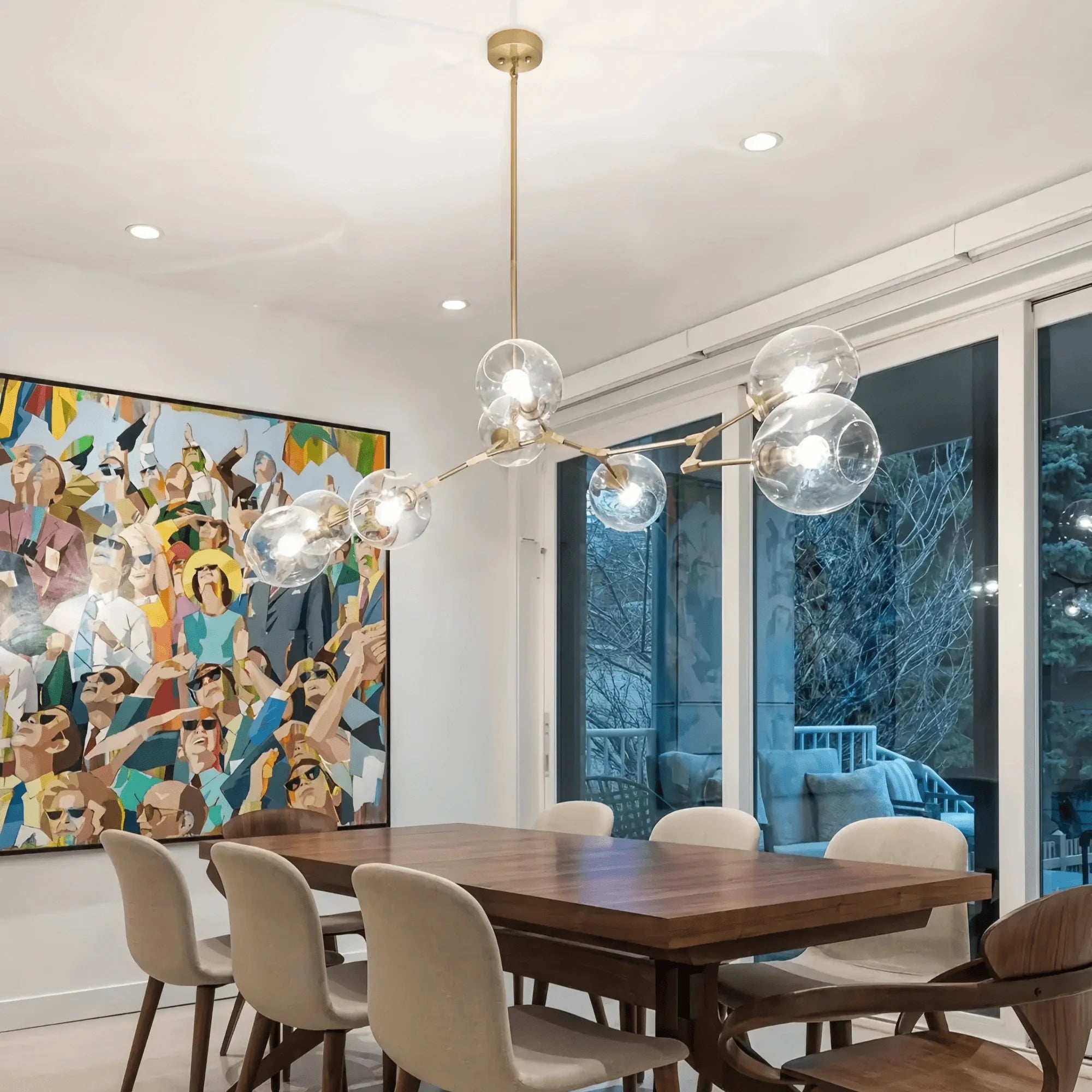 Modern Sputnik Smoky Gray/Amber Glass Branch Chandelier for Kitchen Island/Dining Room - Blushlighting