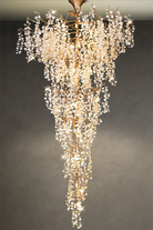 Modern Unique Artistic Flower Brass Branch Semi-flush Mount Chandelier for Living Room/ Hallway/ Entryway/ Staircase-Chandeliers-Blushlighting