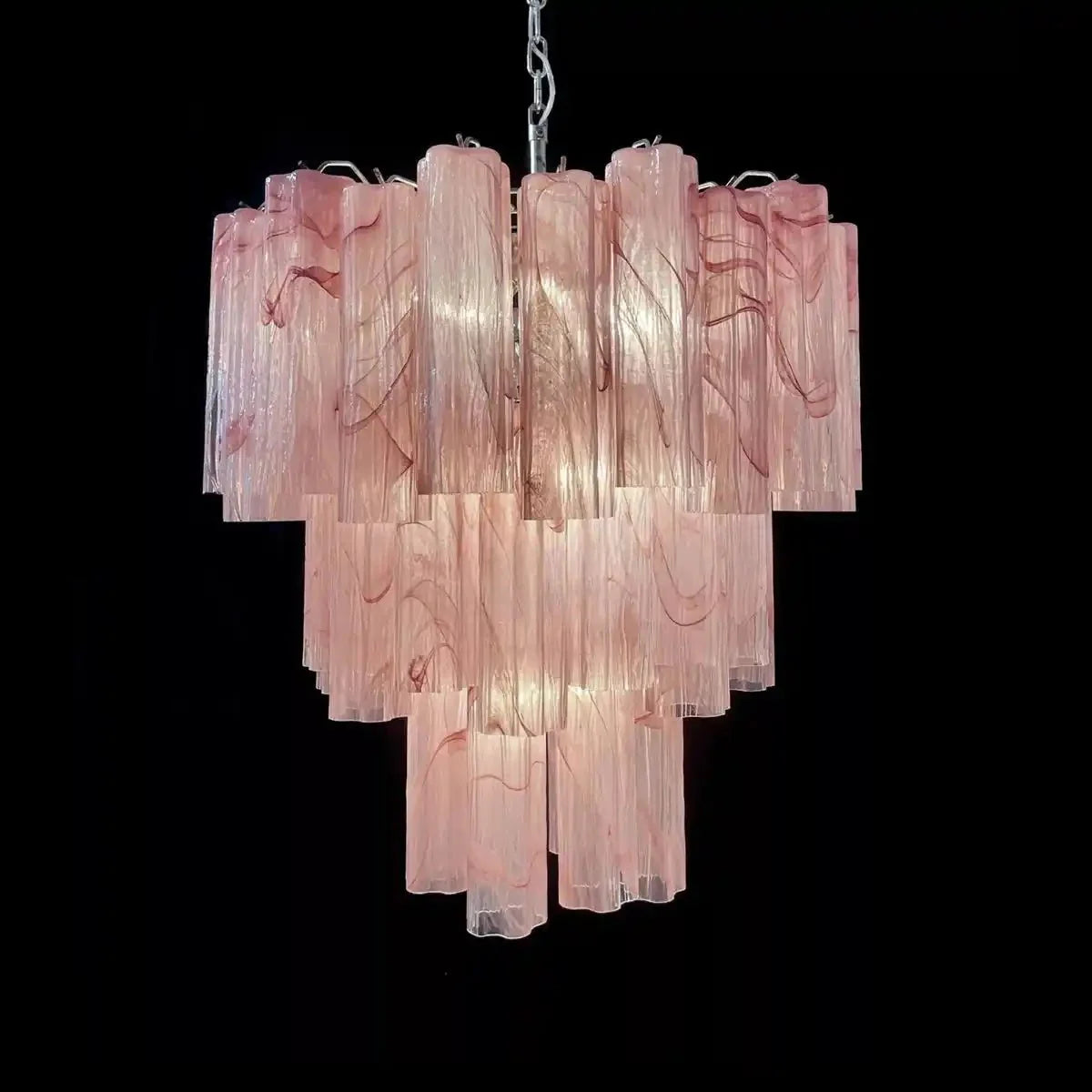 Murano Chandelier – 48 tubes – Alabaster Pink - Blushlighting