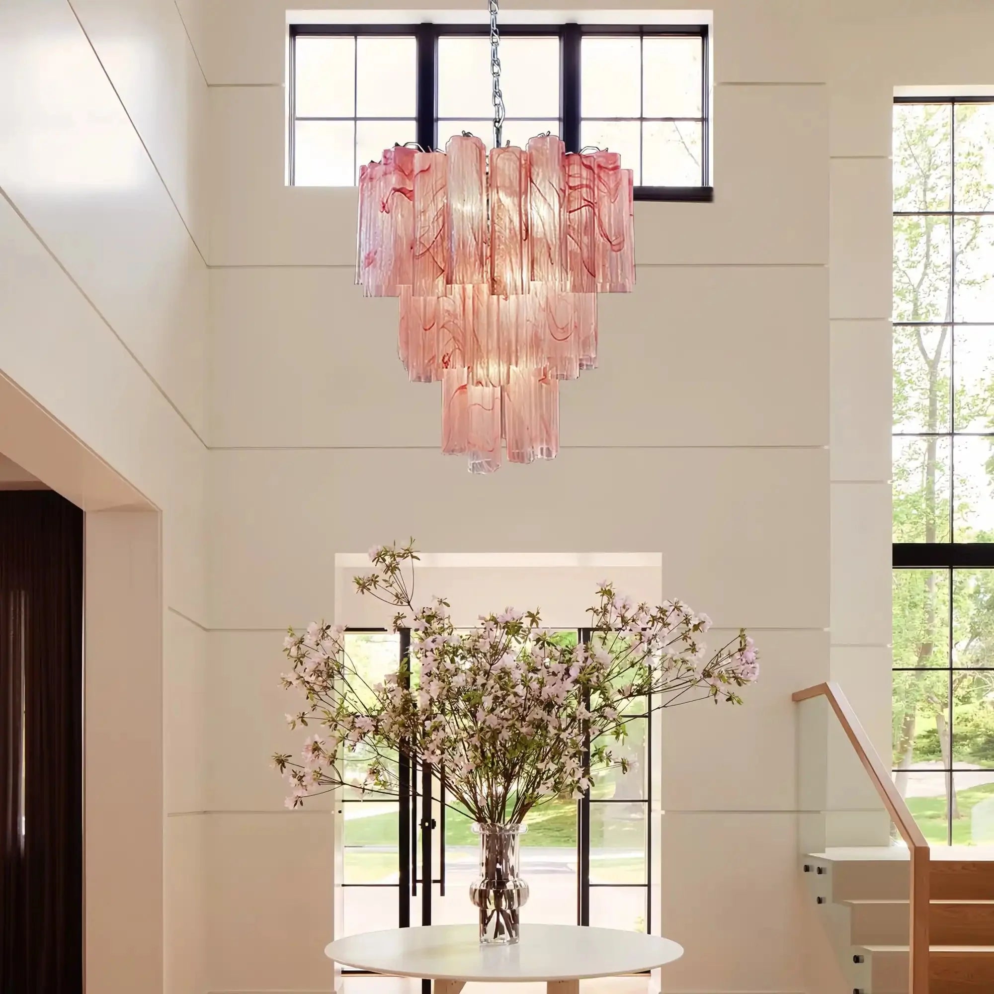 Murano Chandelier – 48 tubes – Alabaster Pink - Blushlighting