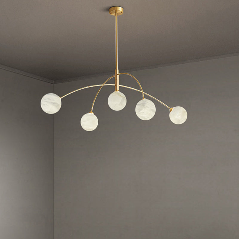 Nordic Postmodern Alabaster Arc Chandelier chandeliers for dining room,chandeliers for stairways,chandeliers for foyer,chandeliers for bedrooms,chandeliers for kitchen,chandeliers for living room Kevinstudiolives Brass  