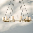 Pauilla Fabric Shade Round Chandelier 36" 48" 60″-48“ 12-Light-Lacquered Burnished Brass-