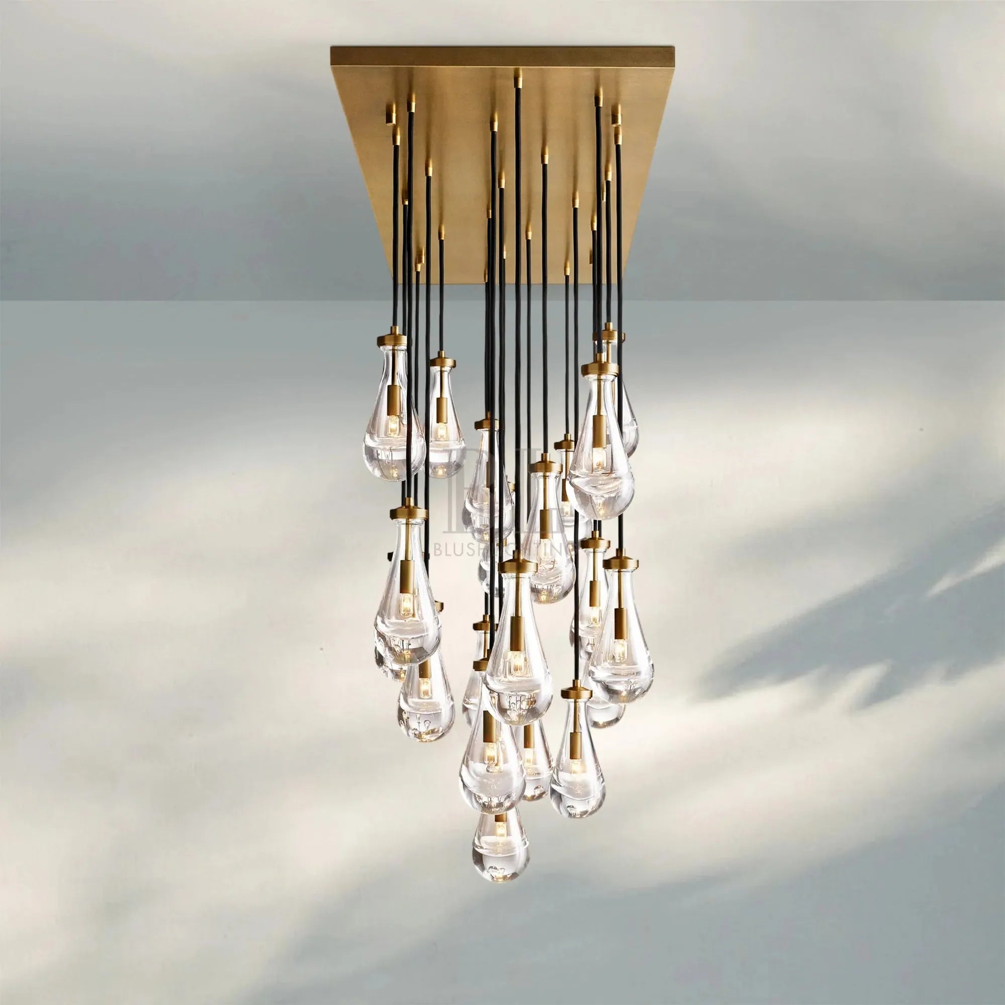 Raindrop Glass Linear Chandelier 54'' 72''-