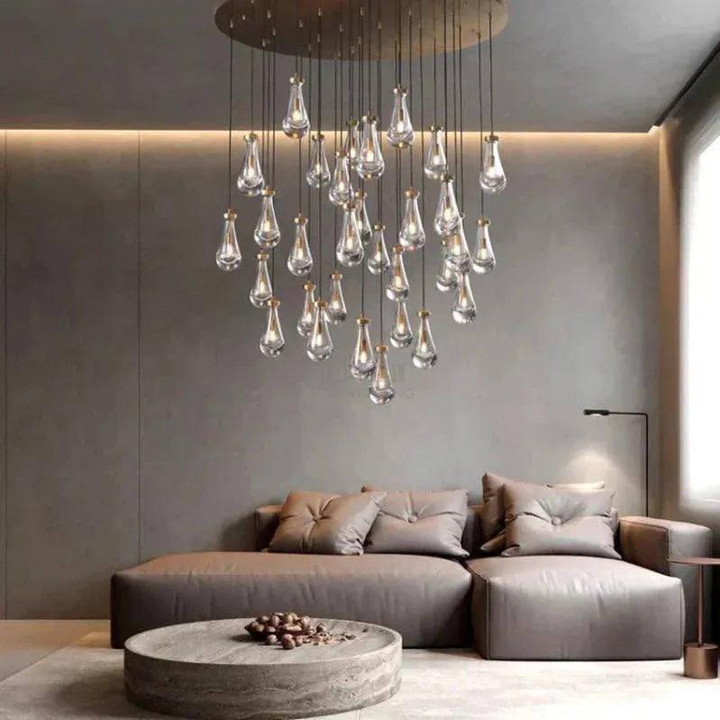 Raindrop Round Chandelier Modern Luxury Glass Chandelier For Living Room-Blushlighting