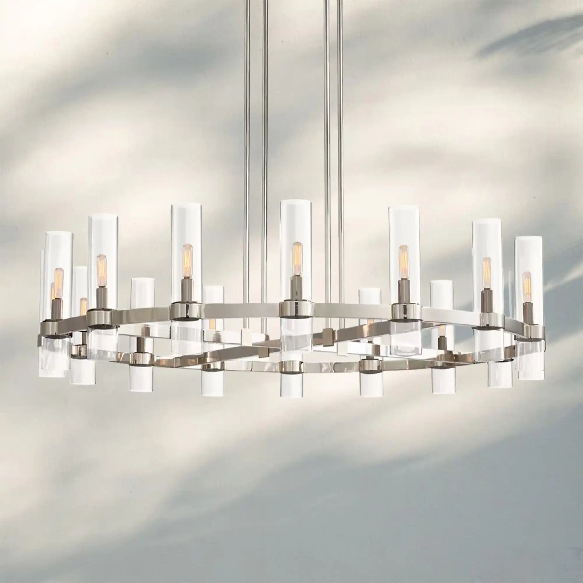 Ravella Glass Round Chandelier-48''-Polished Nickel-