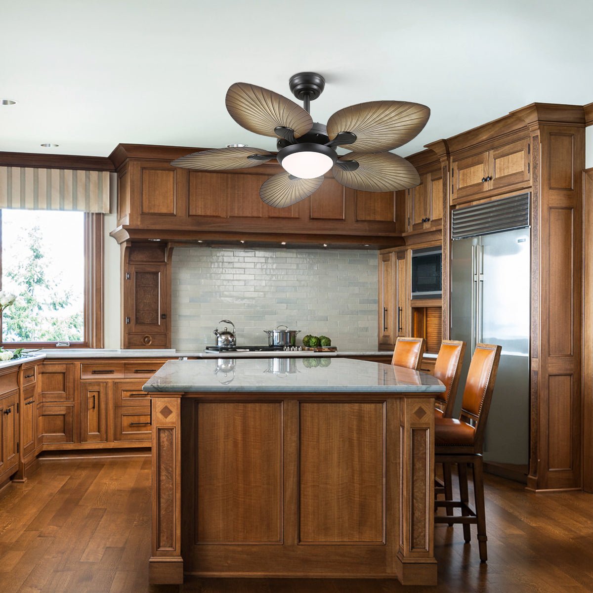 Retro Banana Leaf Shaped Blade Ceiling Fan Lamp 44" - Blushlighting