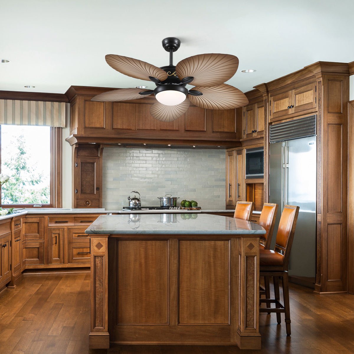 Retro Banana Leaf Shaped Blade Ceiling Fan Lamp 52" - Blushlighting