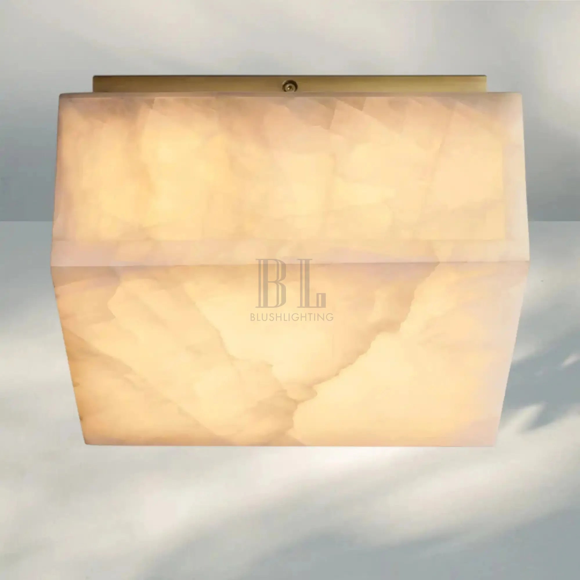 Rivaga Calcite Square Flushmount 6" 10" 14"-10" Sq-Brass-