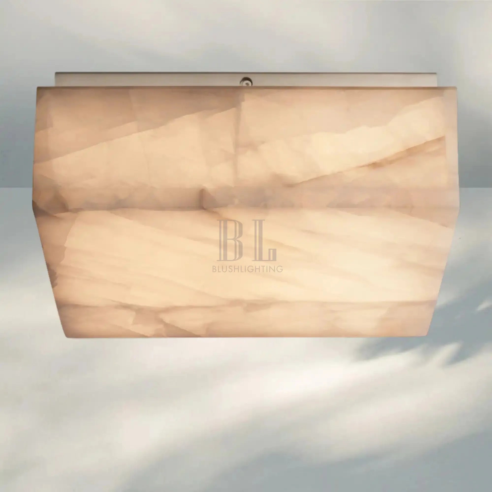 Rivaga Calcite Square Flushmount 6" 10" 14"-14" Sq-Satin Nickel-