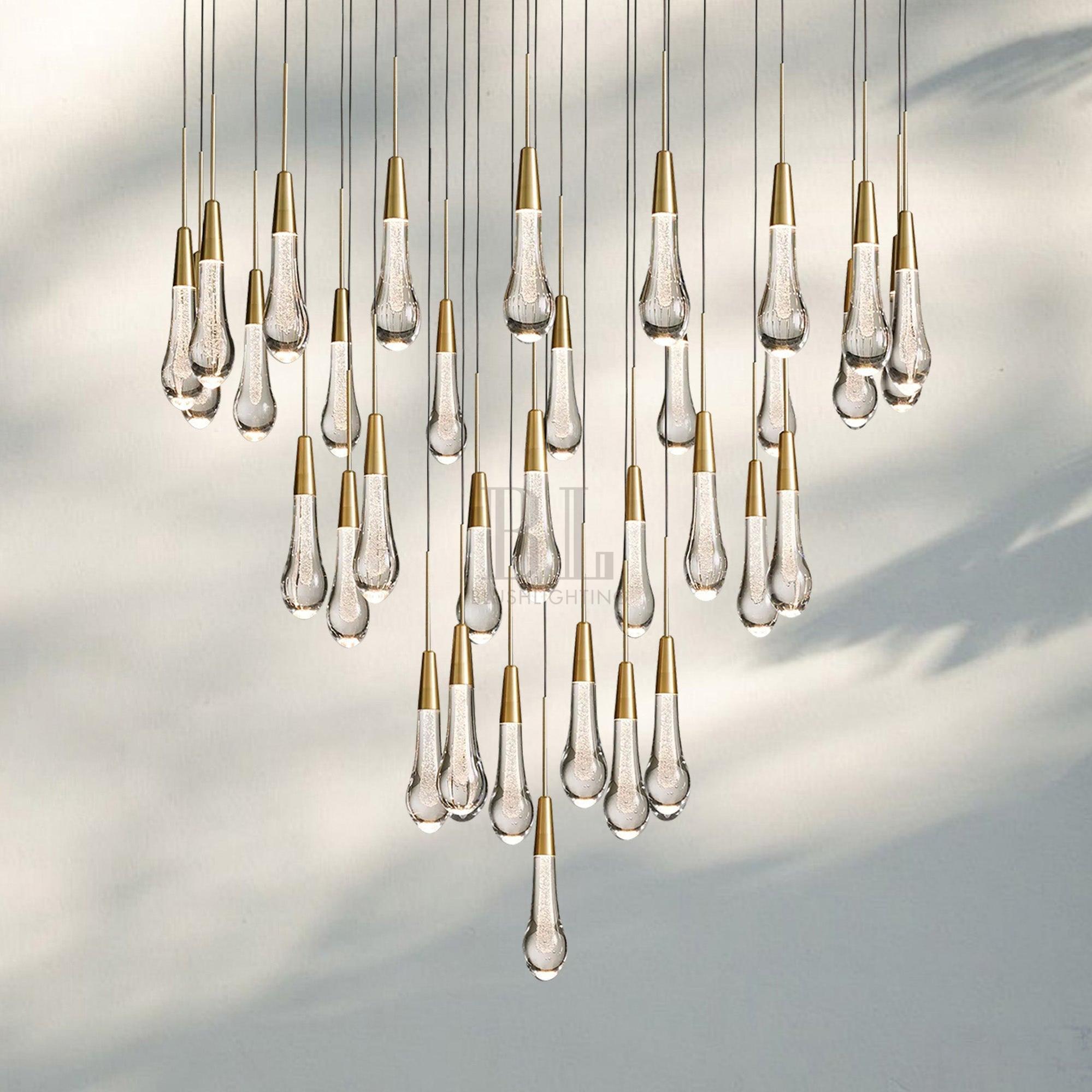 Solitaire Round Chandelier 17" 24" 36“ 58“-34-Light 36‘’-Brass-