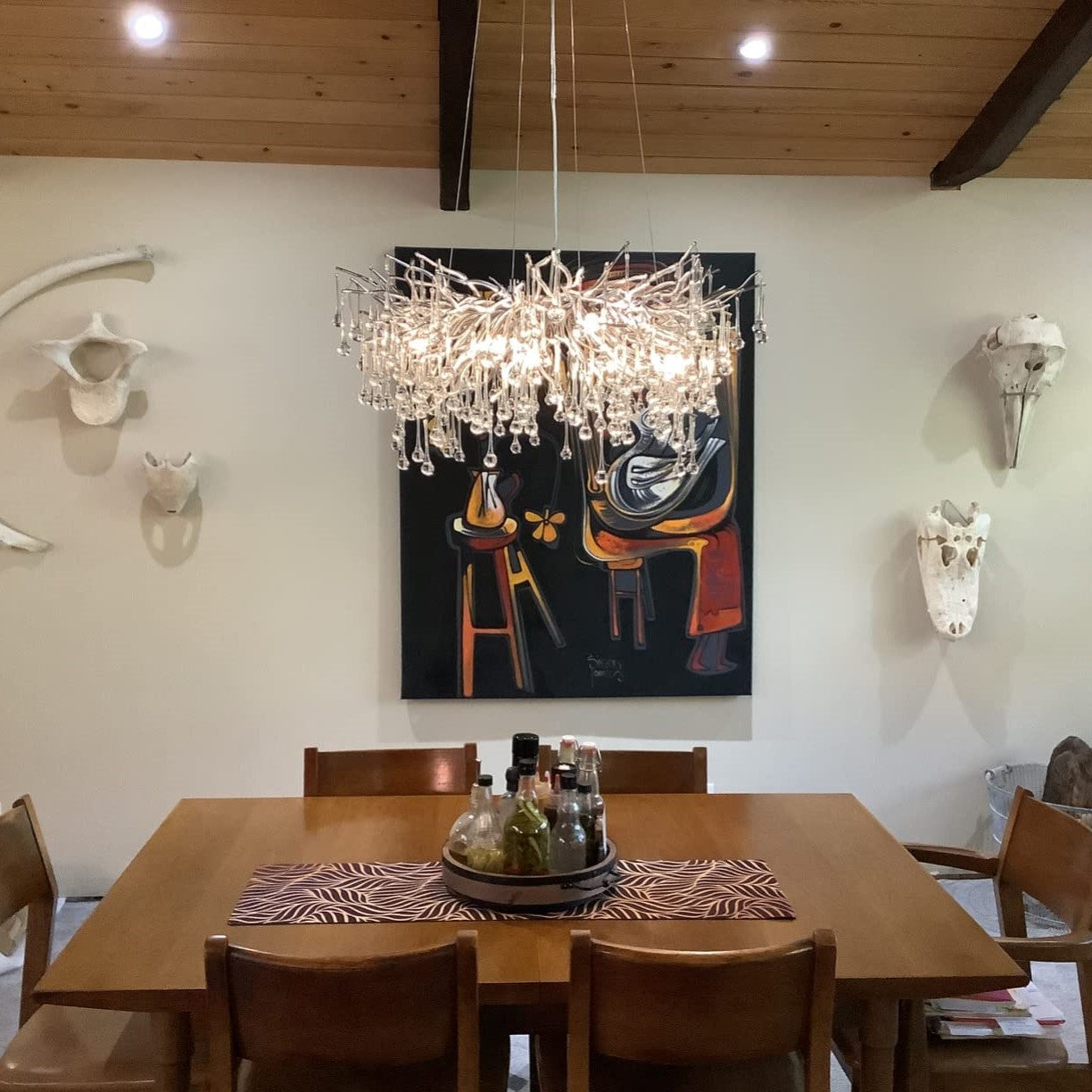 Stunning Tree Branch Crystal Chandelier with Clear Teardrop-shaped for Living/Dining Room-Chandeliers-Round D25.6”*H15.8”/8 Lights-Chrome-Warm Light-Blushlighting