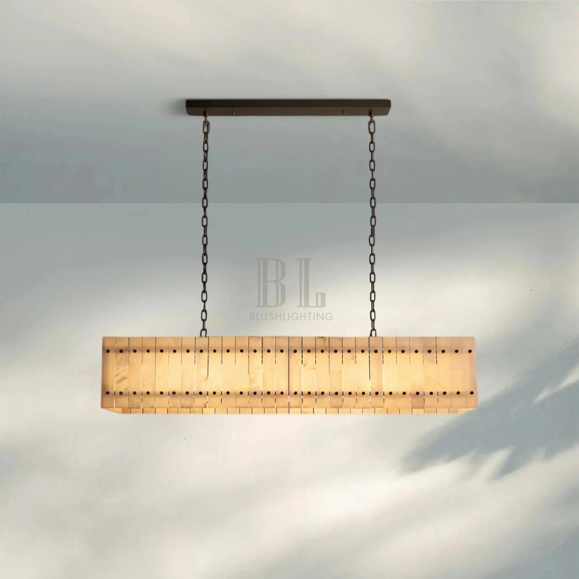 Sun Marco Alabaster Linear Chandelier 54" 72" - Blushlighting