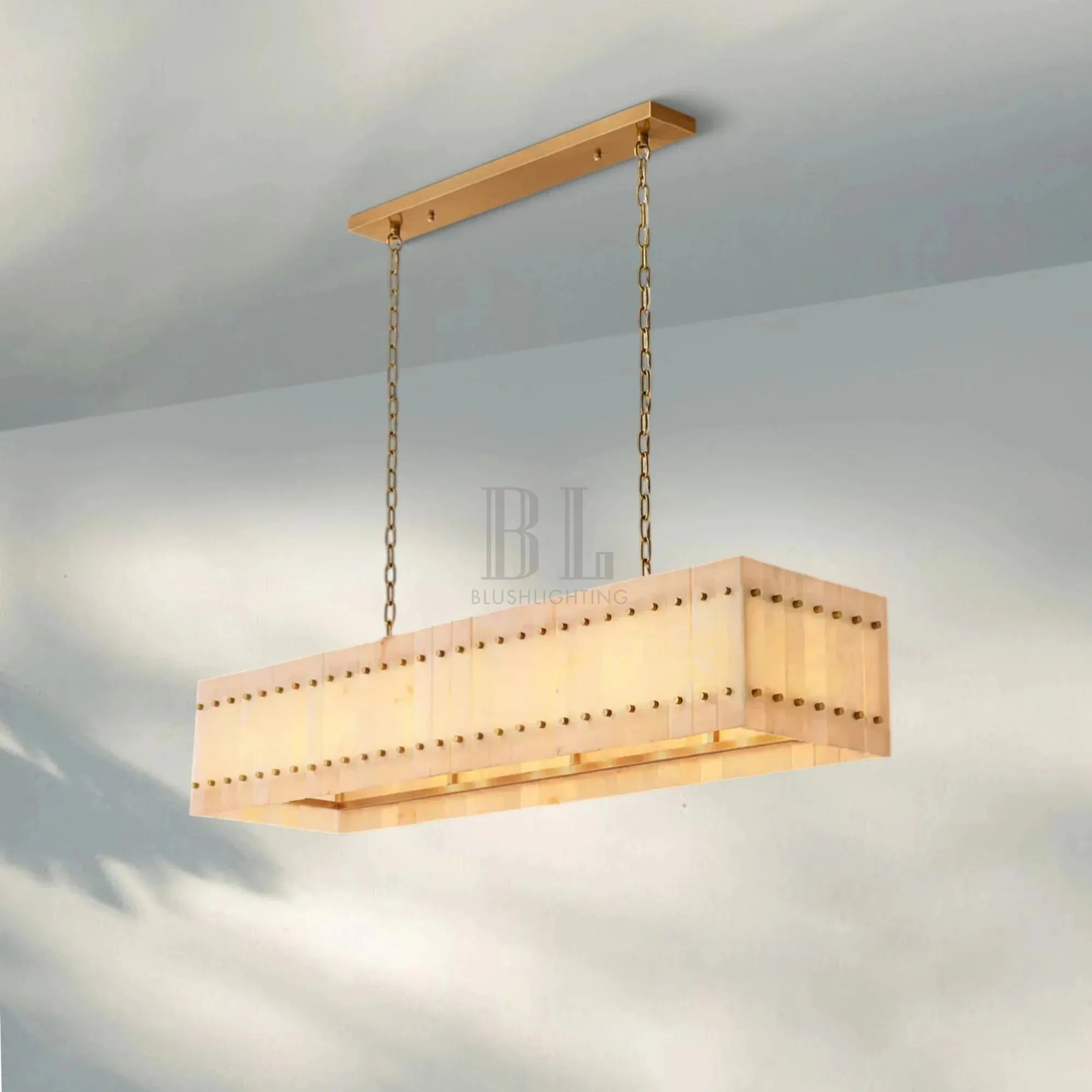 Sun Marco Alabaster Linear Chandelier 54" 72" - Blushlighting