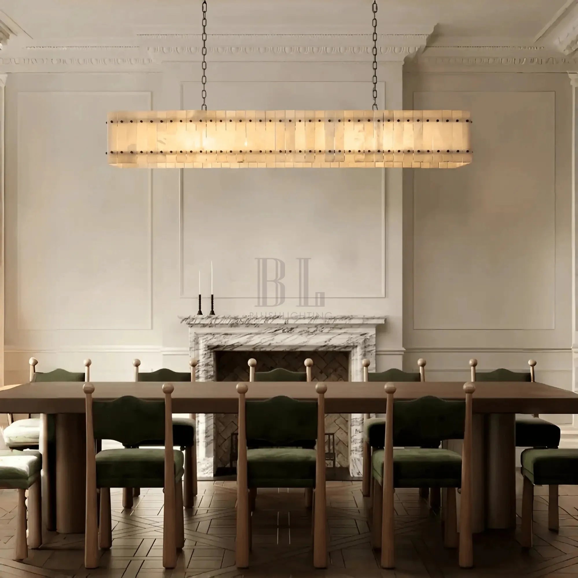 Sun Marco Alabaster Linear Chandelier 54" 72" - Blushlighting