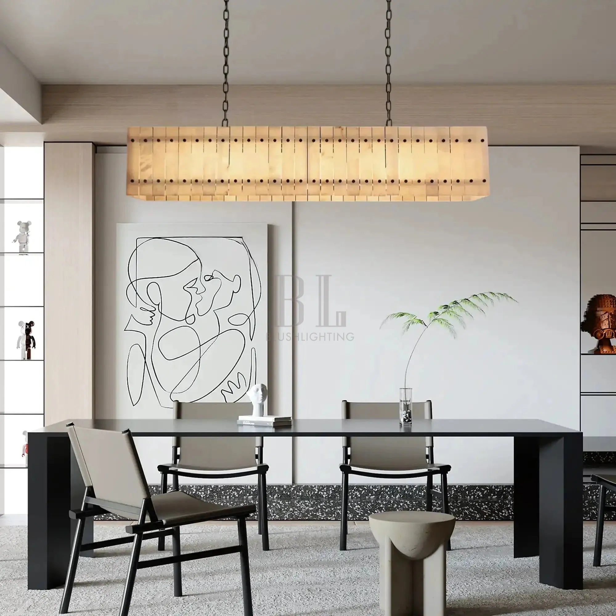 Sun Marco Alabaster Linear Chandelier 54" 72" - Blushlighting