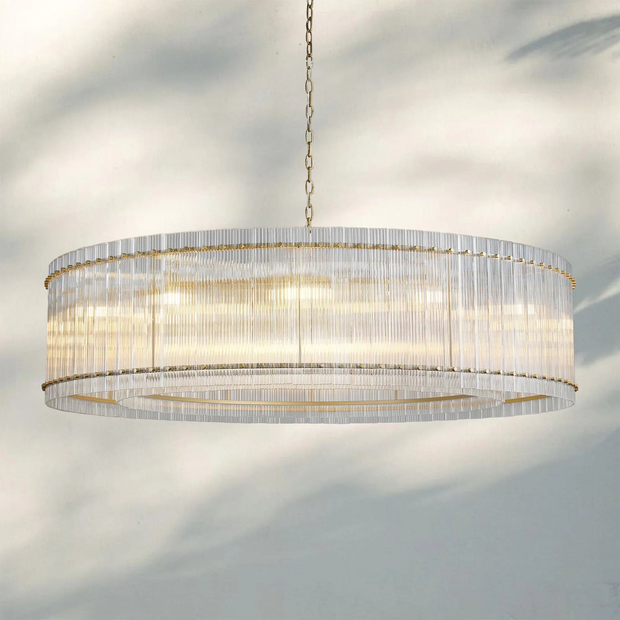 Sun Marco Crystal Round Chandelier-60''-Lacquered Brass-