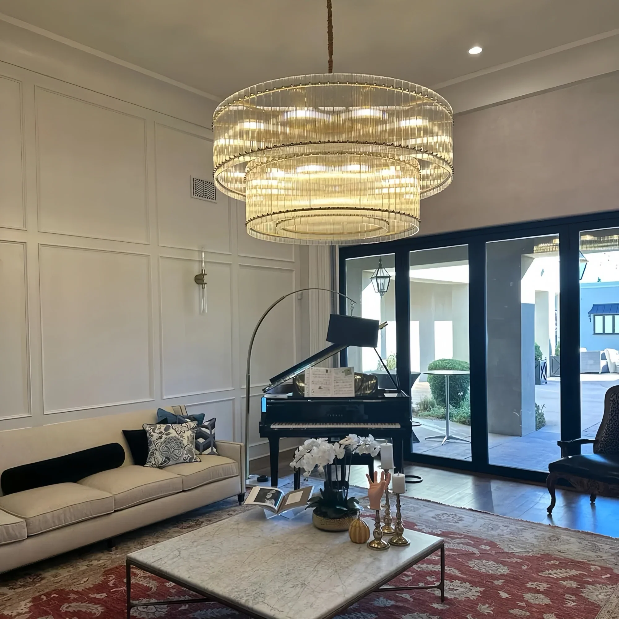 Sun Marco Modern Tierd Glass Round Chandelier-