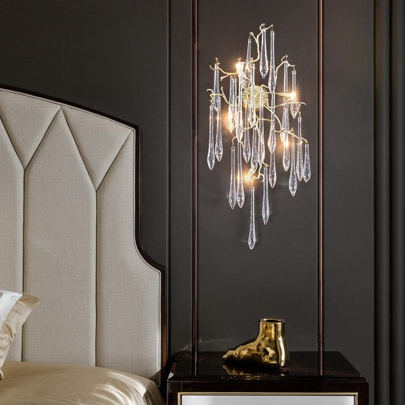 Teardrop Crystal Branch Brass Wall Sconce-Blushlighting
