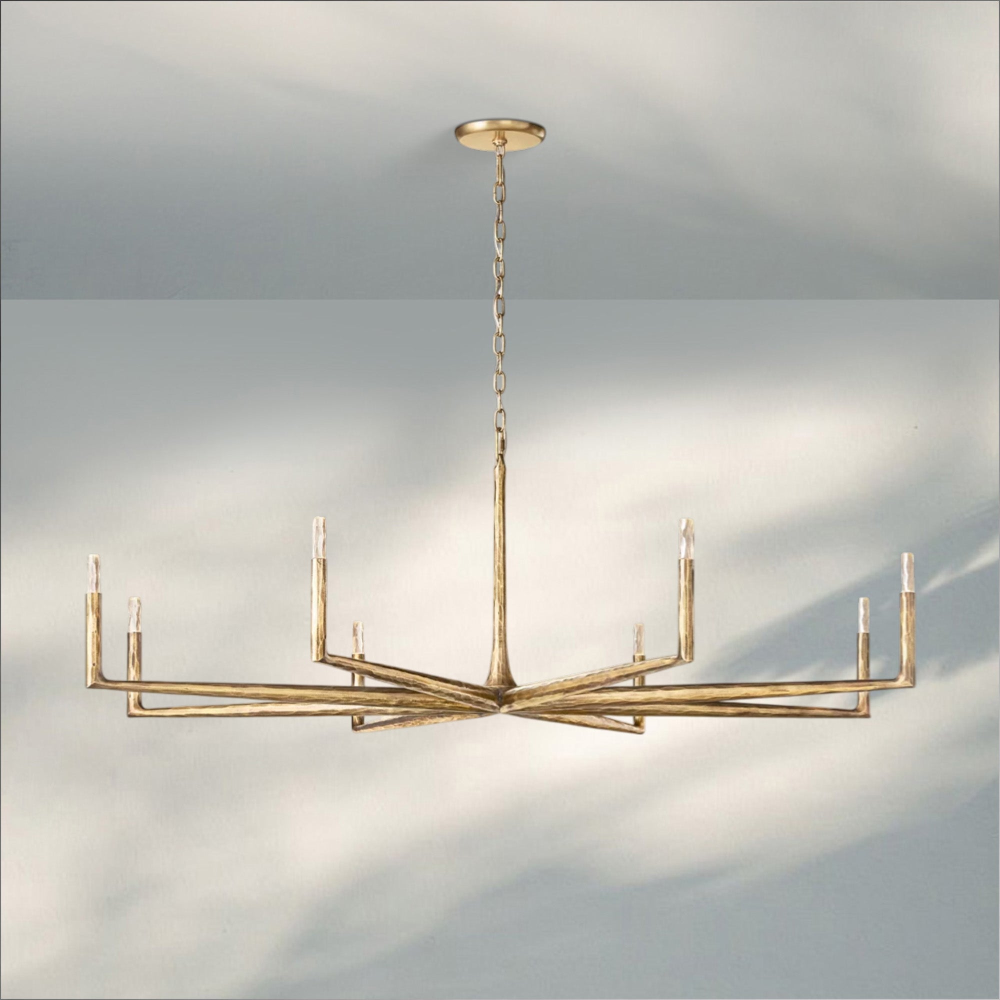 Thaddaus Hand-Forged Round Chandelier Stylish Hanging Light for Dining Area-72''-Brass-