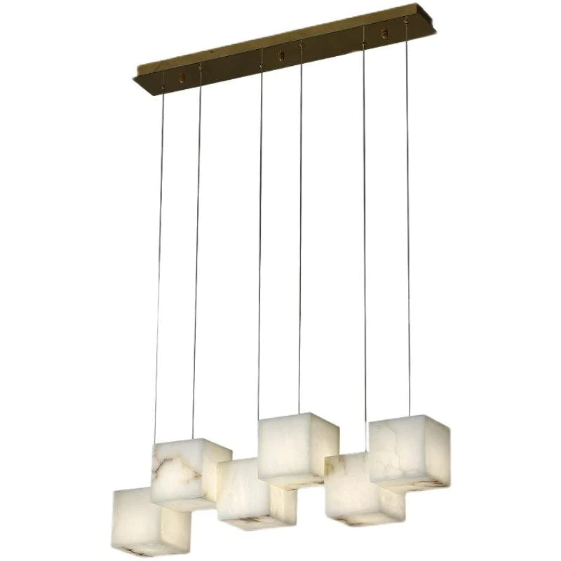 Vasilia Alabaster Cubic Pendant For Dining Table, Kitchen Island Pendant Chandeliers Kevin Studio Inc   