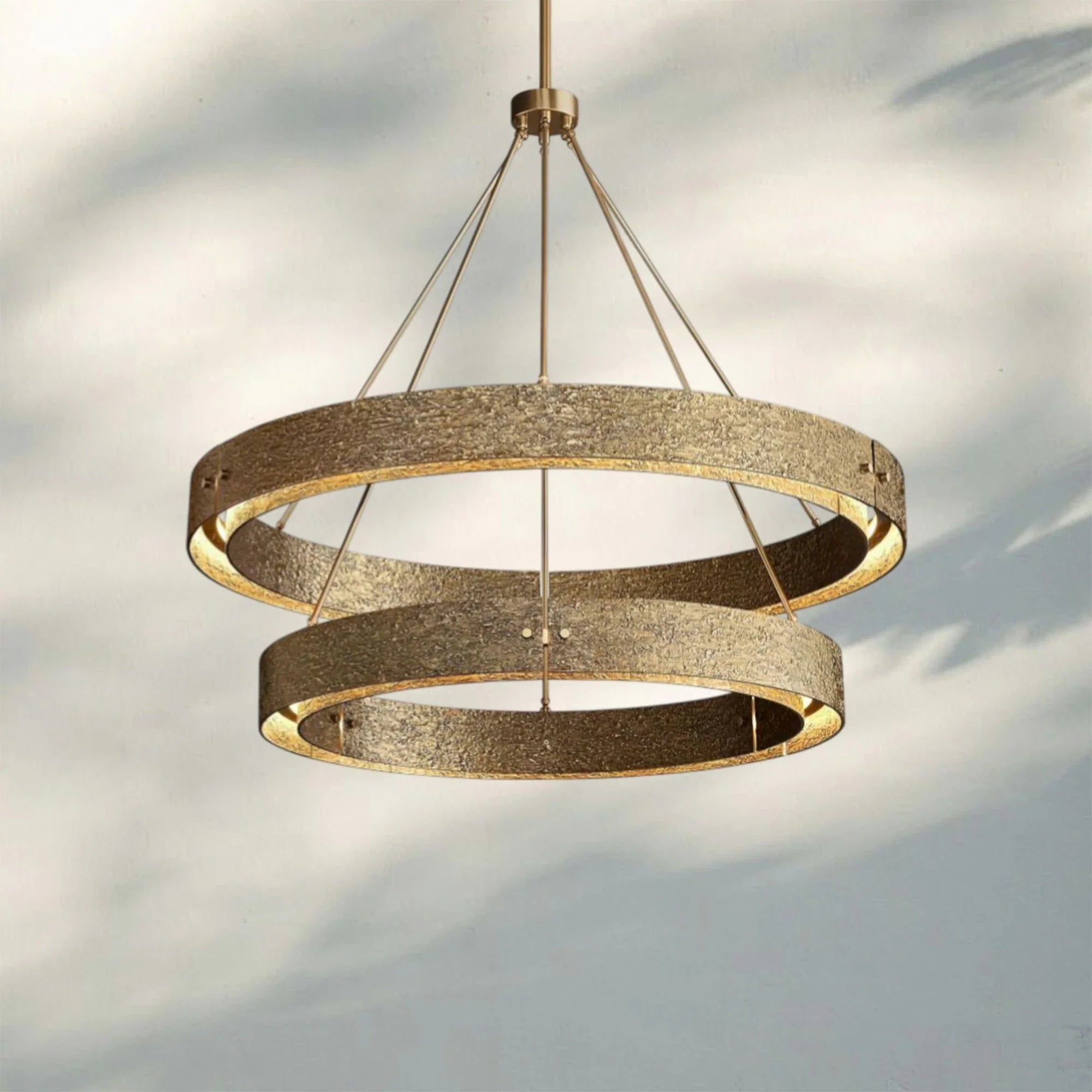 Veuvery 2-Tier Round Chandelier 60"-chandeliers for dining room,chandeliers for stairways,chandeliers for foyer,chandeliers for bedrooms,chandeliers for kitchen,chandeliers for living room-Brass-Blushlighting
