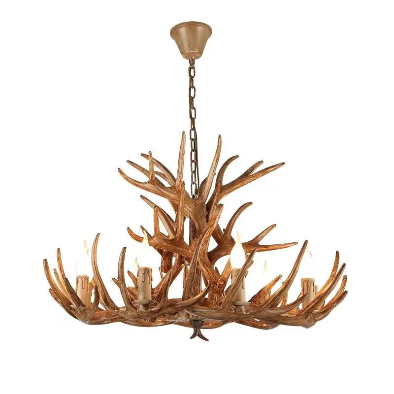 Vintage Rustic Resin Antler Candelabra Chandelier for Living Room / Restaurant / Cafe / Bar - Blushlighting